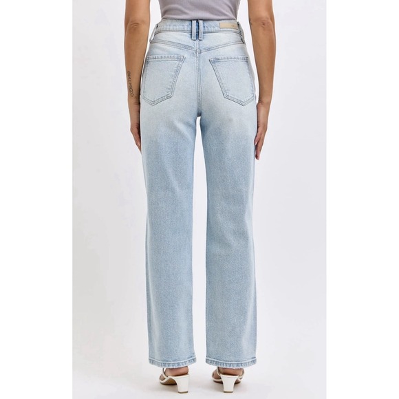 Cello Super High Rise Straight Leg Distressed Light Wash Jeans Size 3 - Picture 8 of 8